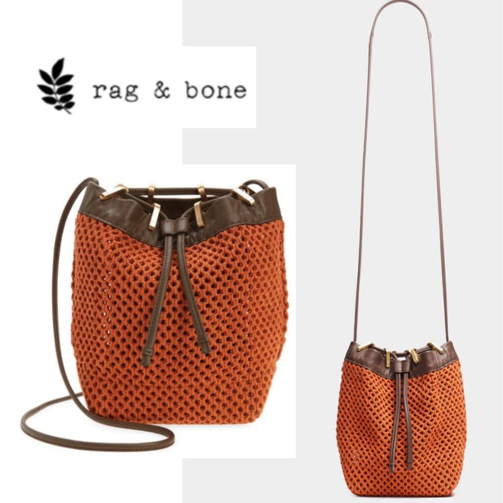 Rag and Bone Orange Summer Dayton Mesh Drawstring Bag